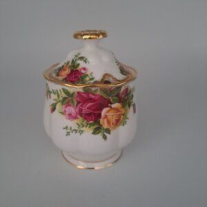 Vintage Royal Albert Old Country Roses Marmalade Jam Pot Lidded Gold Trim Floral